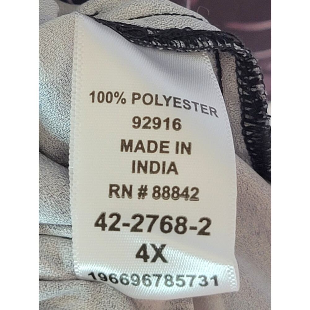 Catherines Black Gray Top Quarter Button Tuck Pleat Bodice Flared 3/4 Sleeve 4XL - Picture 7 of 8